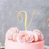 Initial V Cake Topper, Personalized Letter Gold/Silver Glitter Cake Topper, Monogram Wood/Acrylic Wedding Topper, Wreath Cake Topper for Birthday Rustic Anniversary Party Supplies, Made in USA view 3