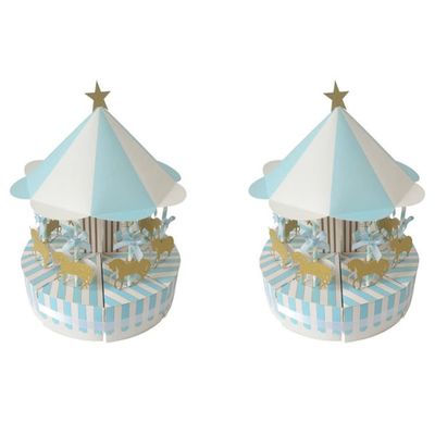 Alipis Wedding Ornaments Carousel Paper Candy Box Paper Box for Wedding Birthday Anniversary (Blue)