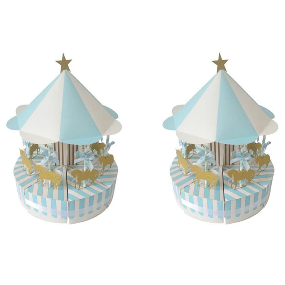 Alipis Wedding Ornaments Carousel Paper Candy Box Paper Box for Wedding Birthday Anniversary (Blue)