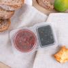 Restaurantware Futura 5 Ounce Snack Containers 500 Microwavable Sauce Containers - 2 Compartments Hinged Lid Clear Plastic Portion Cups For Condiments Or Dips view 3