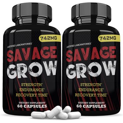 (2 Pack) Savage Grow 742MG Advanced Men's Health Formula 120 Capsules