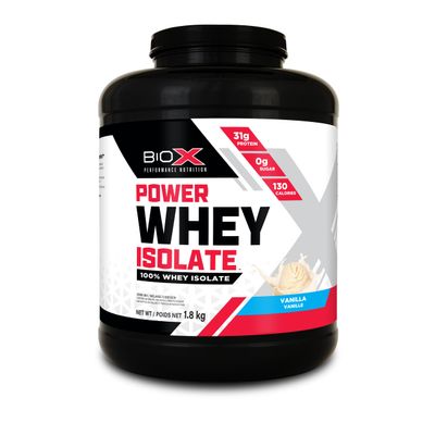 BioX Power Whey Isolate | 100% Ultra-Pure Whey Isolate Protein Powder | 31g Protein, Sugar Free, Low Lactose, & Low Carb Protein Powder | 52 Serving, 4LB (Vanilla)