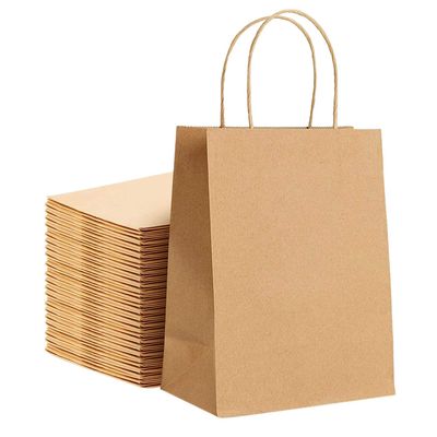 Elegant Supply Kraft Paper Bags with Twisted Handles-10x5x13 inches, Bulk Multiuse Solid Print Bags, Perfect for Any Occasion, 25 Pack, Brown