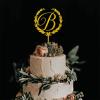 Letter Cake Topper Rustic Wreath Monogram Cake Topper Initials B Wedding Anniversary Birthday Party Cake Decoration Supplies Cake Toppers Acrylic view 2