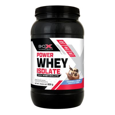 BioX Power Whey Isolate | 100% Ultra-Pure Whey Isolate Protein Powder | 30g Protein, Sugar Free, Low Lactose, & Low Carb Protein Powder | 23 Servings, 1.8LB (Cookies & Cream)