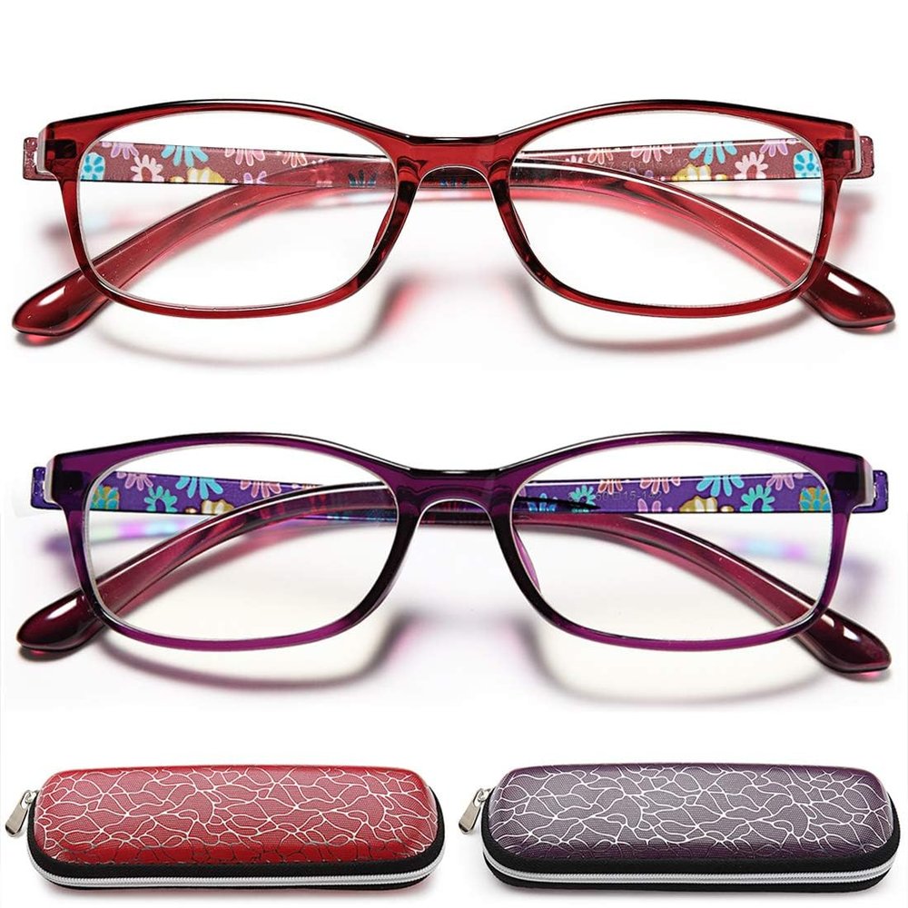 EYEURL Reading Glasses for Womens Blue Light Blocking - 2 Pairs Ladies Computer Readers +3.75 Lightweight Flexible Eyeglass Anti Eyestrain UV