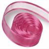 5/8" Inch Wide Fuchsia Pink Satin Edged Organdy Ribbon, Satin Chiffon Ribbon for Gift Wrapping 50 Yards | #AA86RK view 1