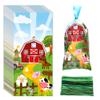 100 Pieces Farm Animal Cellophane Bags Farmhouse Party Treat Bag Cow Sheep Pig Printed Candy Goodie Bags with 100 Twist Ties for Birthday Baby Shower Party Favors Chocolate Snacks Cookies Packaging view 1