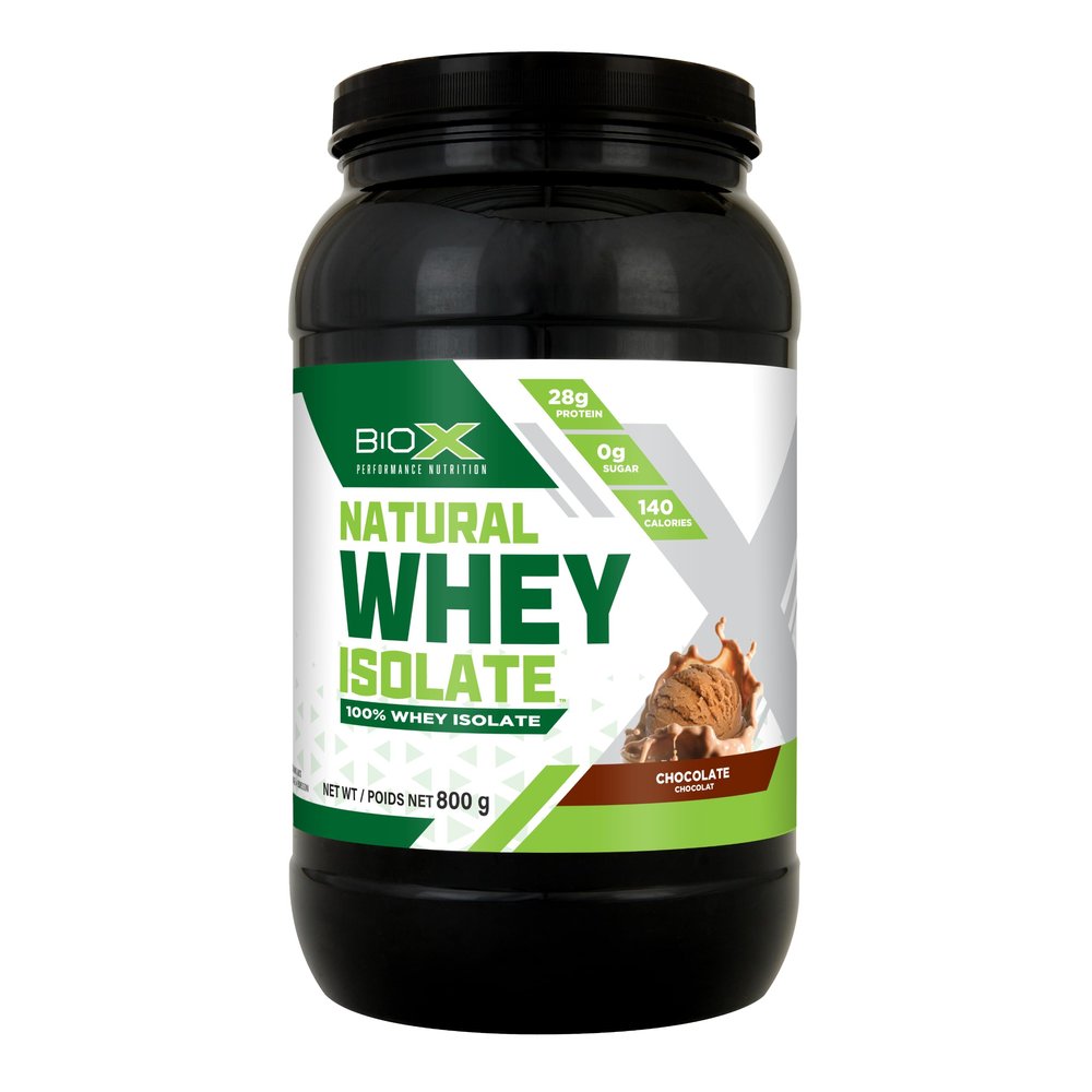BioX Natural Whey Isolate | Natural Whey Isolate Protein Powder | No Artificial Flavours or Sweeteners | 28g Protein, Sugar Free, Carb Free, Low Lactose Protein Powder | 1.8LB (Chocolate)