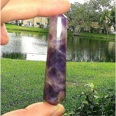 1 Pcs Amethyst Wand Natural Quartz Stone Reiki Crystal Healing 2.5" Faceted