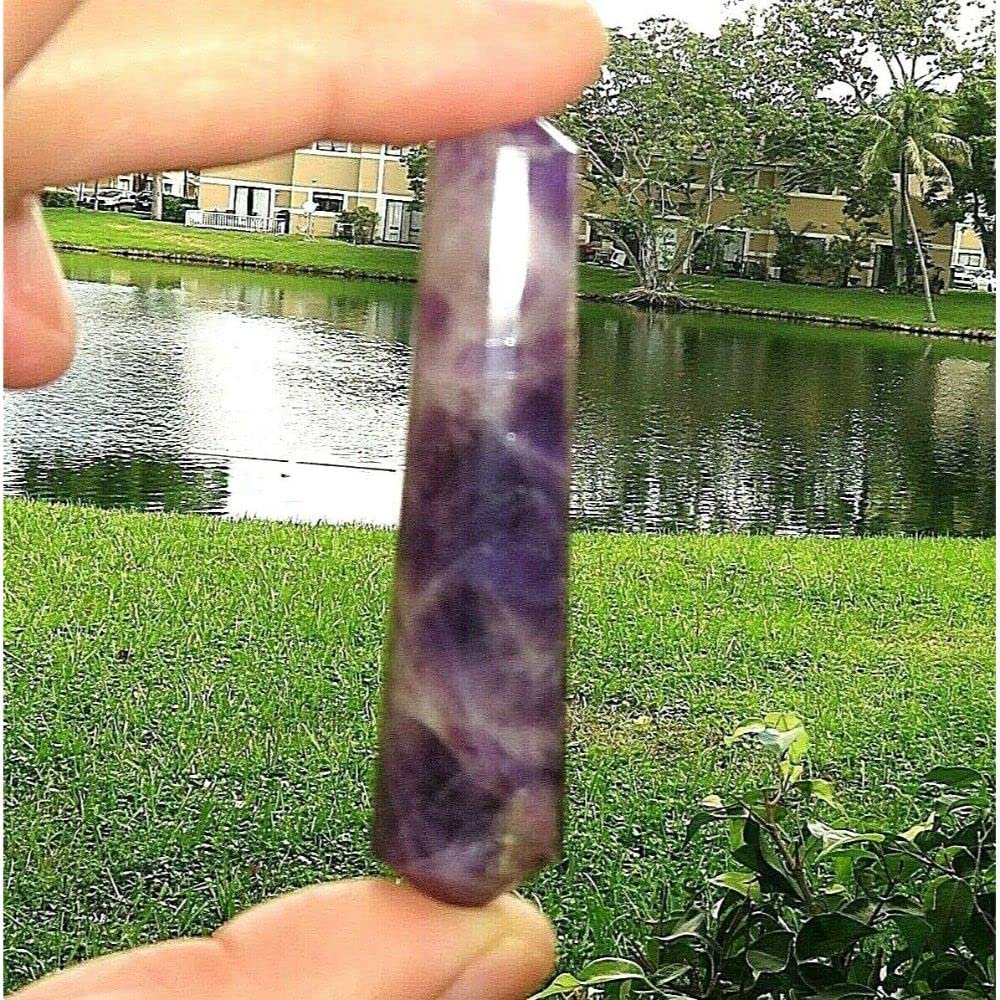 1 Pcs Amethyst Wand Natural Quartz Stone Reiki Crystal Healing 2.5" Faceted