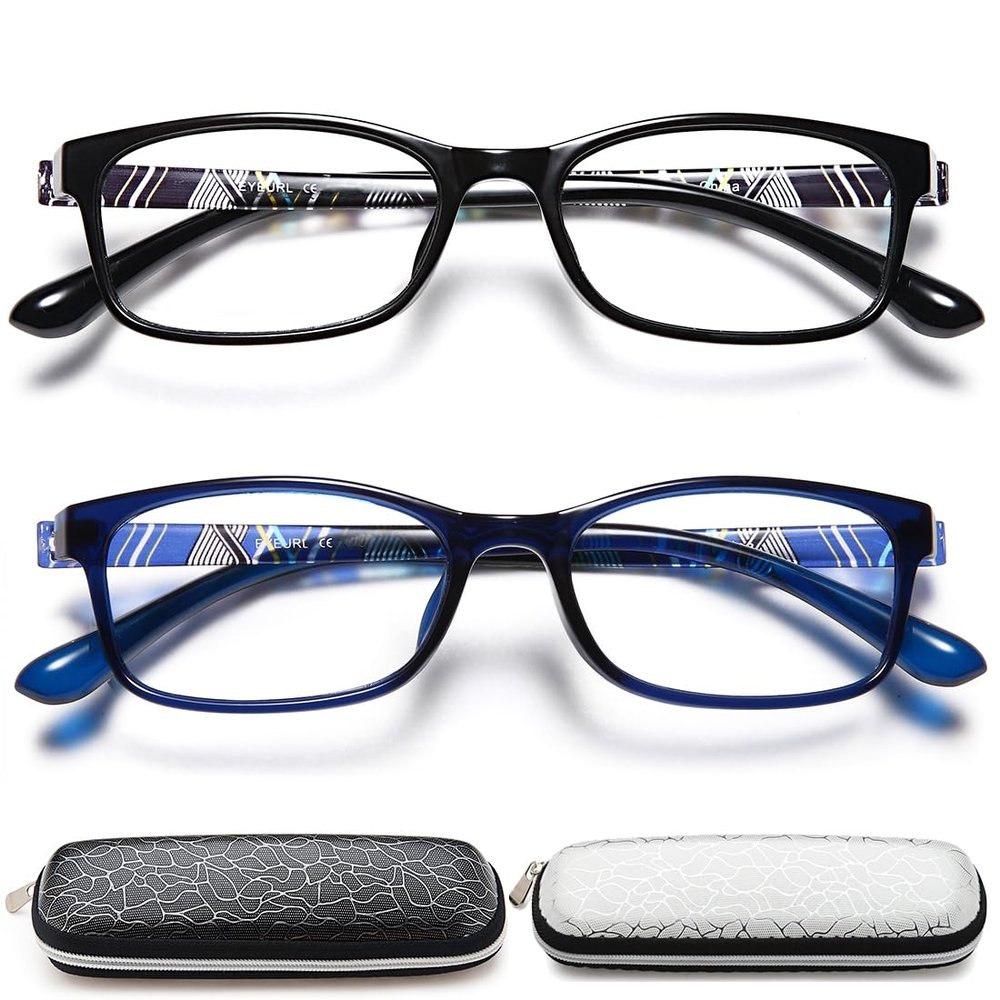 EYEURL Blue Light Blocking Readers for men Women - 2 Pair Ladies Computer Reading Glasses +3.75 Stylish TR90 Rectangular Frames