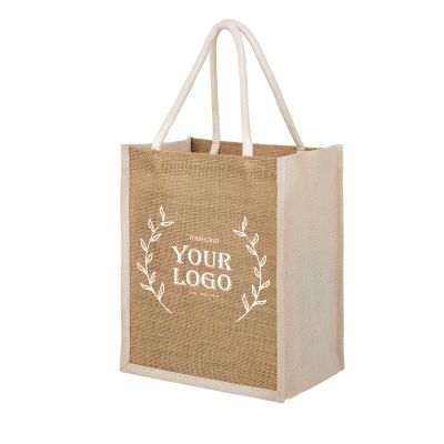 TopTie Custom Burlap Tote Bag, Add Logo on Jute Tote Bag for Wedding, Personalized Grocery Shopping Bag