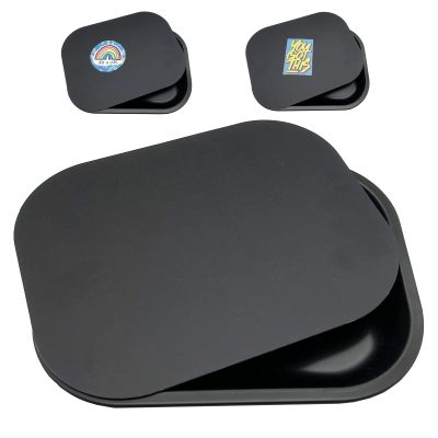 LOSTABA Rolling Tray with Magnetic Lid, Metal Tray with Cover, Comes with Sticker (7'x5')