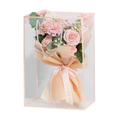 10Pcs Clear Flower Bouquet Bags with Handles Transparent Floral Gift Presents Packaging Boxes Florist Flower Tote Bags for Mother's Day Wedding Birthday Anniversary Housewarming Valentine Day