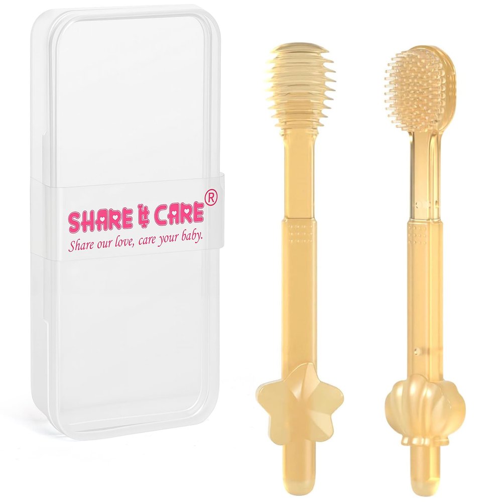 SHARE&CARE Easter Day Gifts Baby Toothbrush and Baby Tongue Cleaner for Toddler Oral Care, Birth of New Life Soft Silicone Toothbrush, Women Gift for Mom, Wife,Her