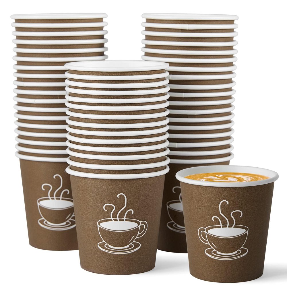 TV TOPVALUE 600 Pack 4 oz Paper Cups, Small Disposable Coffee Cups, Paper Espresso Cups, Hot/Cold Drinking Cups for Party, Picnic, Travel and Events