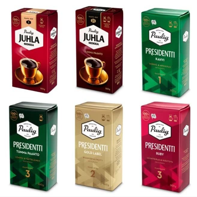 Paulig Coffee 6 kind set 3kg 105oz Fine Grind - Premium Filter Blend Ground Coffee - Bag