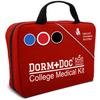 DormDoc College First Aid Kit  Compact Emergency Medical Kit for Dorm Rooms, School, Sports  with Bandages, OTC Medicines for Relief, Gauze, Quick Care Set  Portable Health Kit - 175 PCS, Red view 2