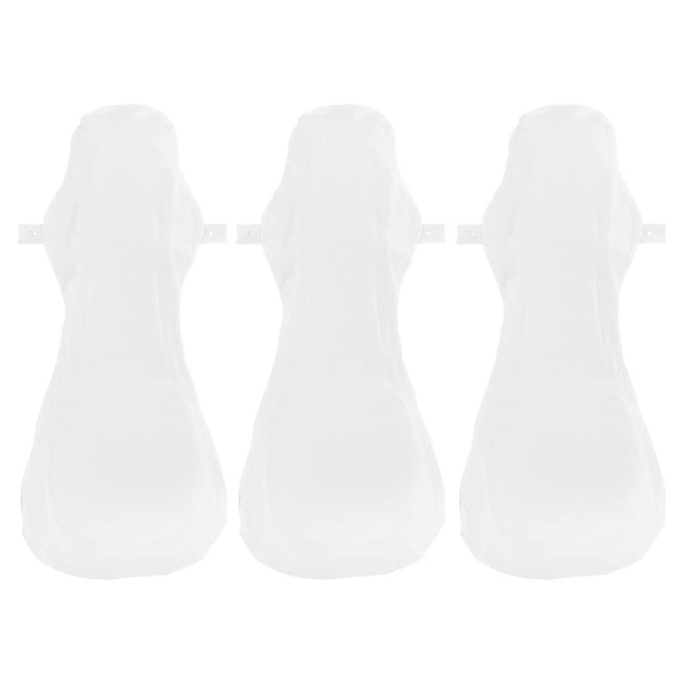 EXCEART Reusable Menstrual Cloth Sanitary Napkins Cotton Washable Feminine Pads with Button Snap 3Pcs Portable Period Pads for Travel and Daily Use