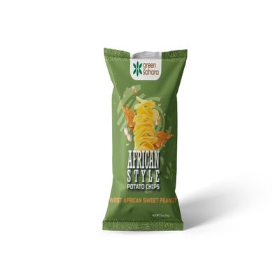 Green Sahara African Potato Chips, West African Sweet Peanut (Pack of 3)