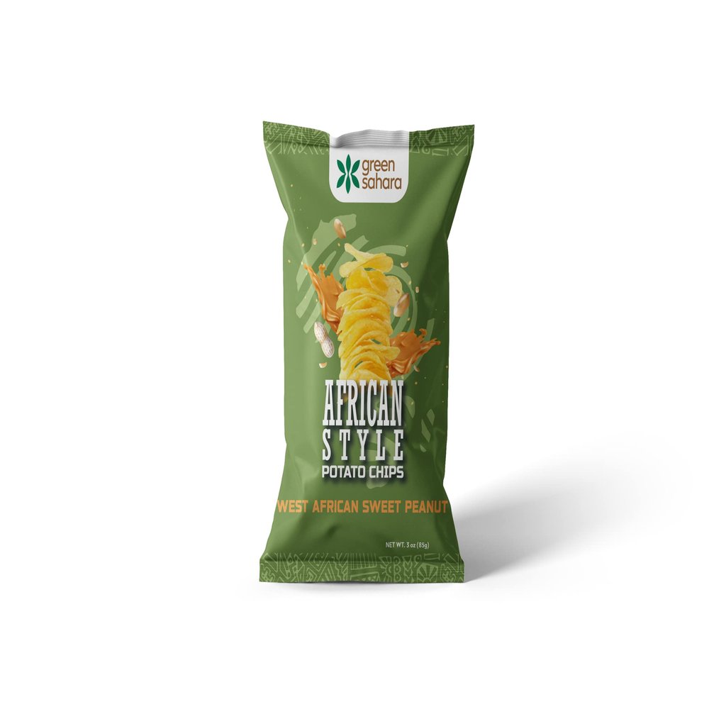Green Sahara African Potato Chips, West African Sweet Peanut (Pack of 3)