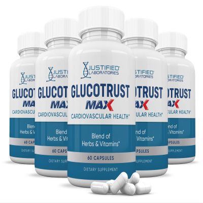Justified Laboratories (5 Pack Glucotrust Max 1295MG Formula Supplement Pills 300 Capsules
