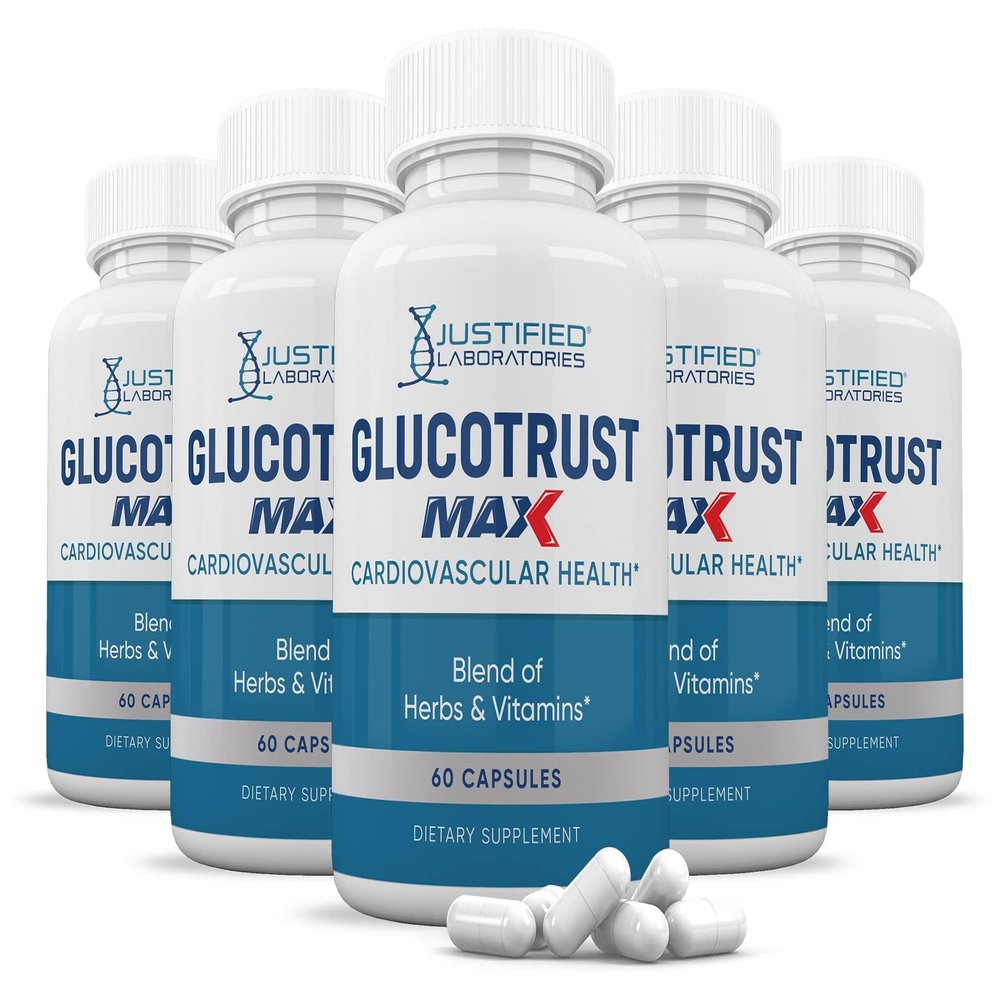 Justified Laboratories (5 Pack Glucotrust Max 1295MG Formula Supplement Pills 300 Capsules