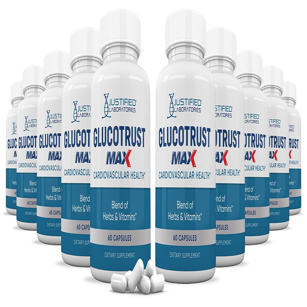 (10 Pack) Glucotrust Max 1295MG Formula All Natural Cardiovascular Support Supplement Pills 600 Capsules