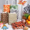 24 Pieces Animal Print Gift Bags Safari Jungle Party Favor Bag with Handle, Paper Zoo Wildlife Goodie Treat Bags Leopard Tiger Zebra Giraffe Pattern for Animal Themed Baby Shower Birthday Supplies view 2
