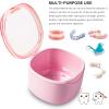 Denture Bath Case, Retainer Cleaning Box, No-Leak Denture Case, Mouth Guard, Night Guard and Retainer (pink) view 2