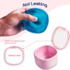 Denture Bath Case, Retainer Cleaning Box, No-Leak Denture Case, Mouth Guard, Night Guard and Retainer (pink) view 4
