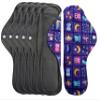 Aslana 6-Pack Reusable Cloth Menstrual Pads Sanitary Napkins Pantiliners for Light, Medium and Heavy Flow (L, #15 Purple Night Scene) view 1