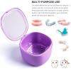 Uouovo Upgraded Denture Bath Box Cup, No-Leak Denture case, Retainer Cleaning Box, Complete Clean Care for Dentures, Clear Braces, Mouth Guard, Night Guard & Retainers (purple) view 2