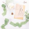 Socomi Sage Green Handmade Fringe Chiffon Silk Ribbon 1-3/4" x 7Yd 4 Rolls Frayed Ribbons for Wedding Invitations Bridal Bouquets Wrapping view 2