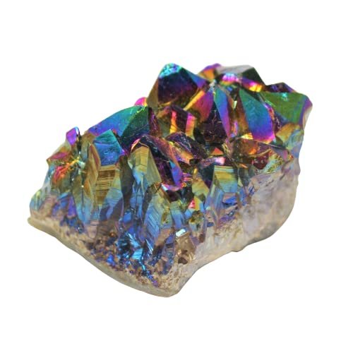 1 Pieces Rainbow Aura Amethyst Cluster Titanium Aura Amethyst Crystal - Weight 3oz-4oz