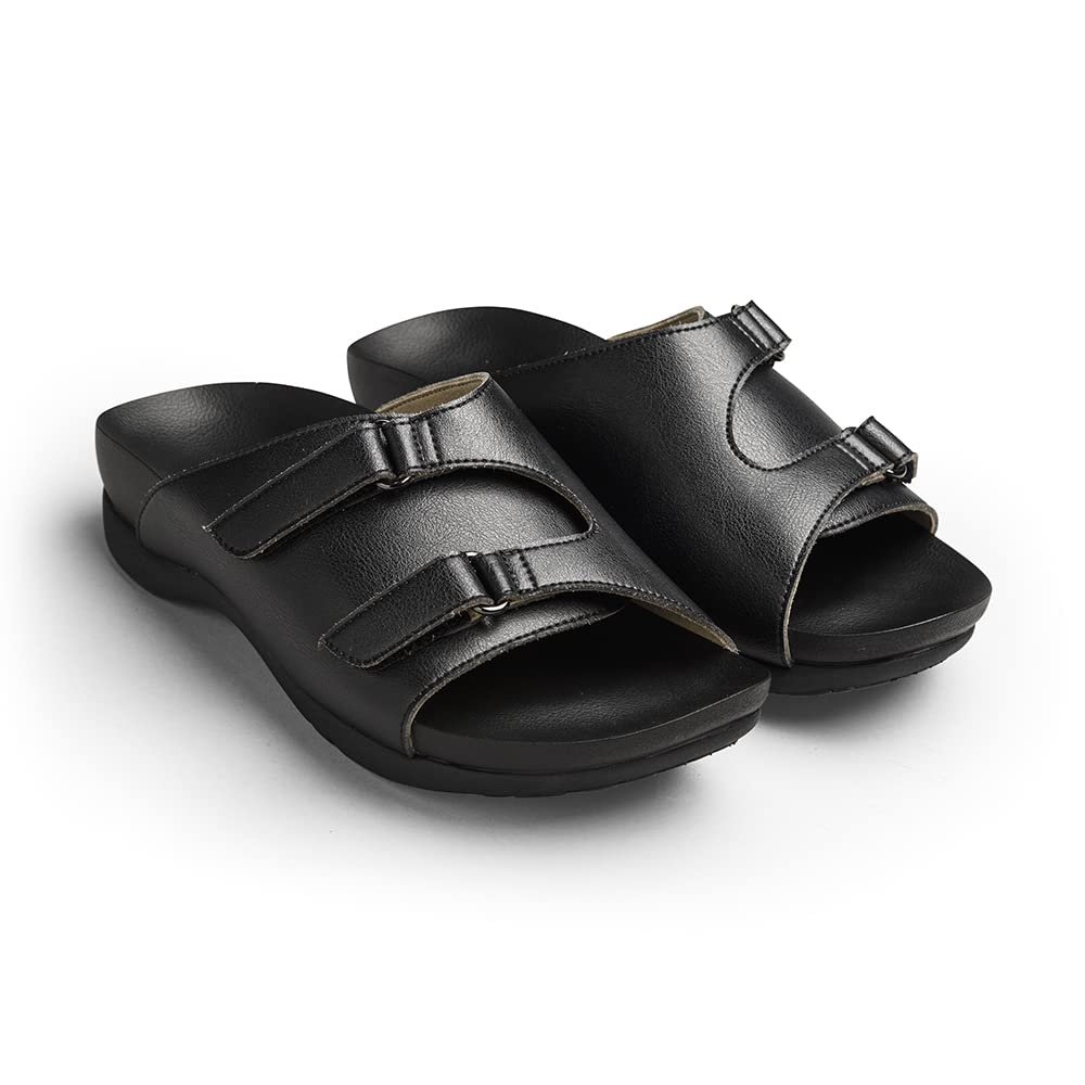 AKAISHI, orthopedic sandals with arch support, Black