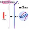 Wobye 4 Pack 14" Extra Long Reusable Colorful Stainless Steel Metal Bent Straw for 32 oz 40 oz 64 oz 75 oz 128 oz Tumbler, Tall Wine Bottle, with 1 Cleaning Brush & 4 Silicone Tips view 2