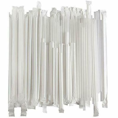 Plastic Translucent Drinking Straws Paper Wrapped 8.75" inch Translucent [300 Counts]
