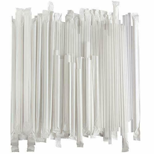 Plastic Translucent Drinking Straws Paper Wrapped 8.75" inch Translucent [300 Counts]