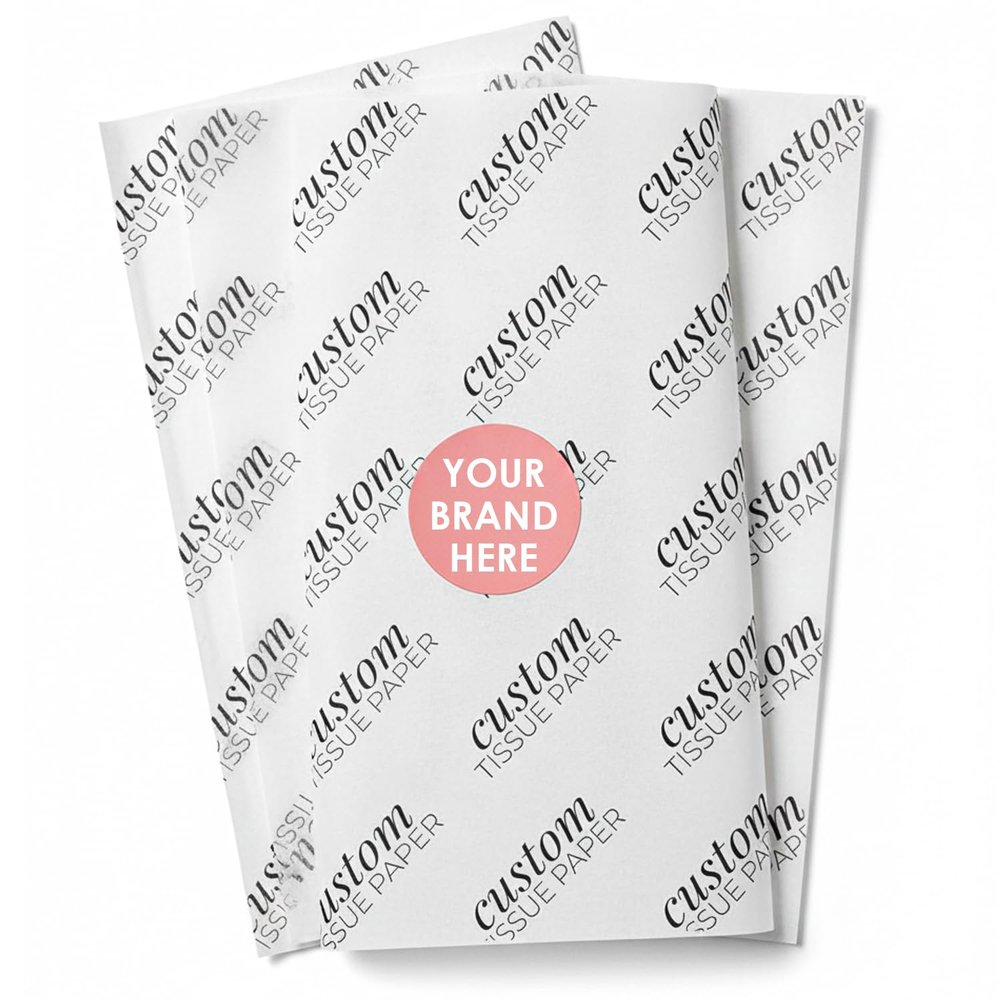 COACO Personalized Tissue Paper, Your Custom Design, Logo, or Text, Great for Holiday or Special Occasion, Small Business Packaging or Gift Wrapping, 30, 50, or 100 Count, White (18"x15")
