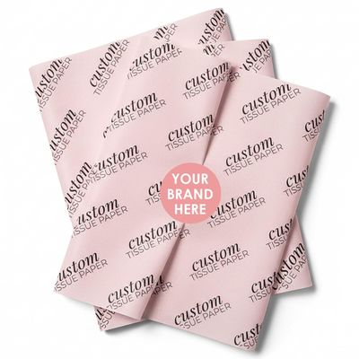 COACO Personalized Tissue Paper, Your Custom Design, Logo, or Text, Great for Holiday or Special Occasion, Small Business Packaging or Gift Wrapping, Gift Bags,30, 50, or 100 Count, Blush (20"x18")