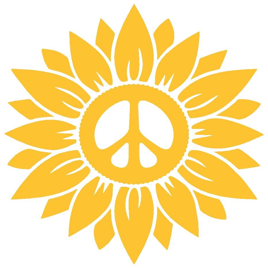 Ukrainian Sunflower of Peace No War on Ukraine Anti-War Vinyl Cutout Sticker Rub On Decal 3.25-by-3.5 Inches (Blue)
