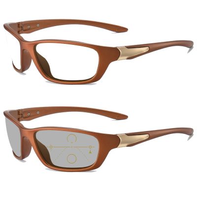 COTIA Sports Style Progressive Multifocus Photochromic Men's Outdoor Driving Classic Reader Glasses (tea, 3.75, multiplier_x)