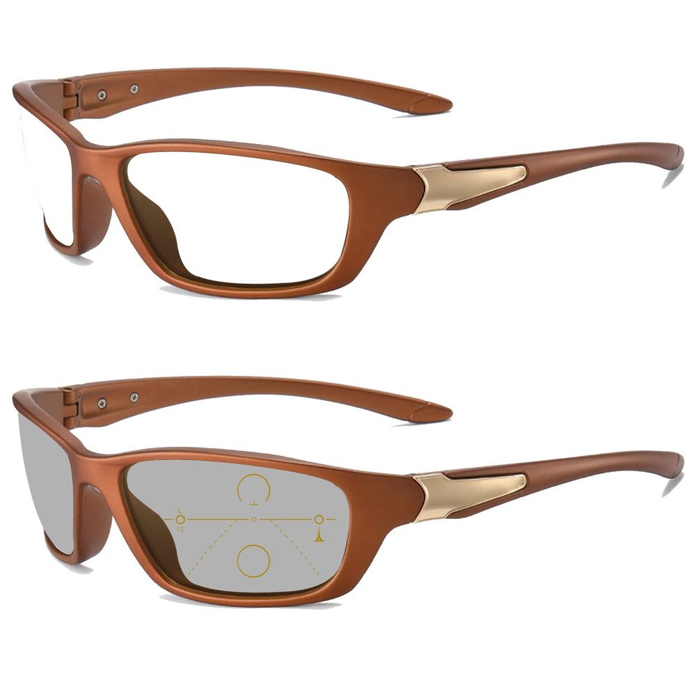 COTIA Sports Style Progressive Multifocus Photochromic Men's Outdoor Driving Classic Reader Glasses (tea, 3.75, multiplier_x)