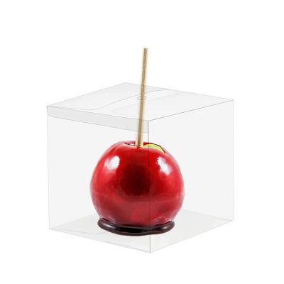 Bakbania 15 Pieces Clear Candy Apple Box 4 x 4 x 4 inch Clear Gift Boxes Favor Boxes with Hole Top for Ornaments Christmas, Wedding, Party