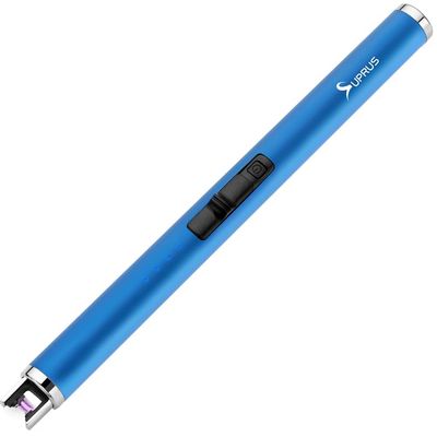 SUPRUS Fluorescent Lighter Glows in The Dark USB Lighter Rechargeable Windproof Pocket Size for Candle Cooking BBQ in Party (Blue)