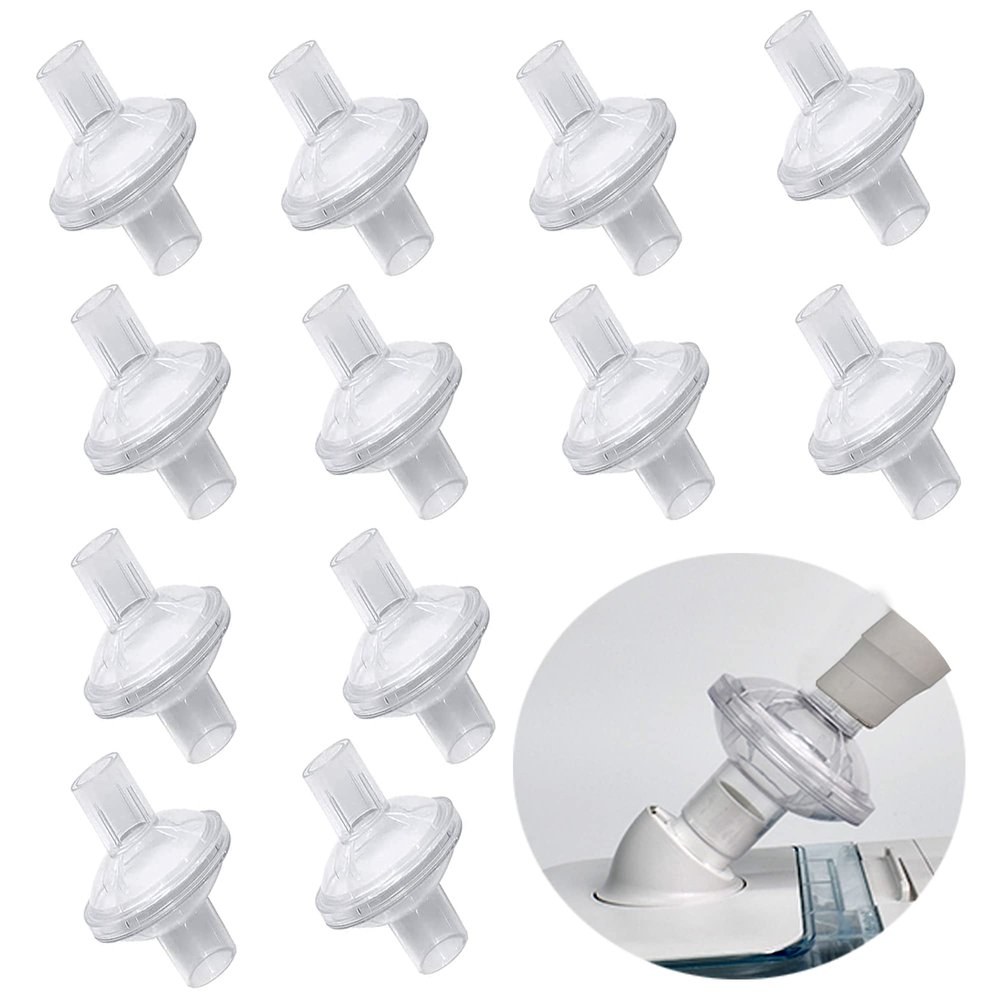 Universal CPAP Inline Filter - CPAP Filters Compatible with ResMed,Dream Station - 12 Packs for 22MM 25MM Tubing Machines, Fresh Air and Purify Black Debris