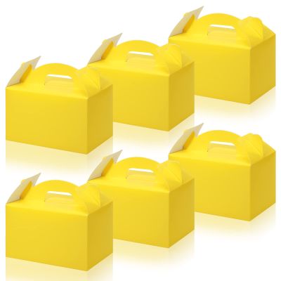36 Pcs Party Favor Treat Boxes, Goodie Candy Gable Paper Gift Boxes with Handles for Birthday Wedding Shower Christmas Party Supplies, 6 x 3.5 x 3.5 Inches(Yellow)