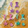 12 Pcs Sea Creatures Sea Shells Star Mermaid Tail Cake Topper for Mermaid Under the Sea Themed Theme Birthday Party Baby Shower Wedding Cake Decorations view 2